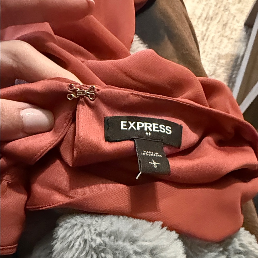 Express Terracotta Ruffle Mini Dress - Picture 7 of 7